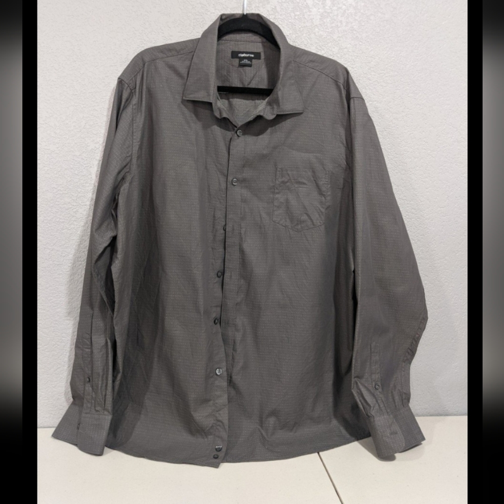 Mens Formal Dress Shirt Gray Long Sleeve Party  Preppy Geek Gift